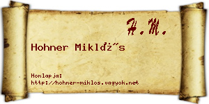 Hohner Miklós névjegykártya