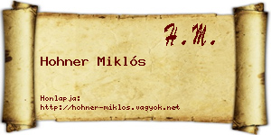 Hohner Miklós névjegykártya